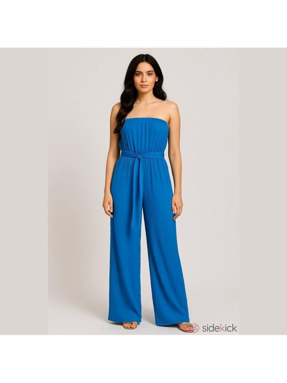Elegant Blue Strapless Jumpsuit Plus Size 3X